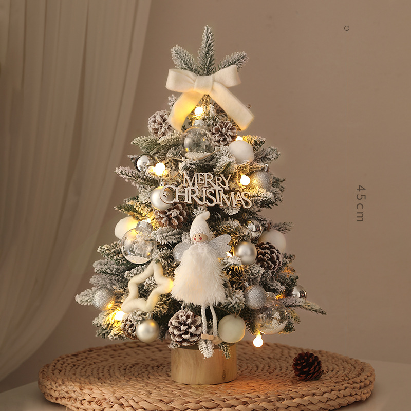 Nuevos productos transfronterizos árbol de Navidad con lámparas de nieve PE árbol de Navidad de escritorio árbol de Navidad decoración artesanía decoración