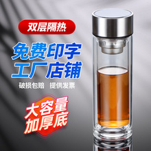 耐热双层玻璃杯商务礼品套装定制公司企业logo印字开业周年庆伴手
