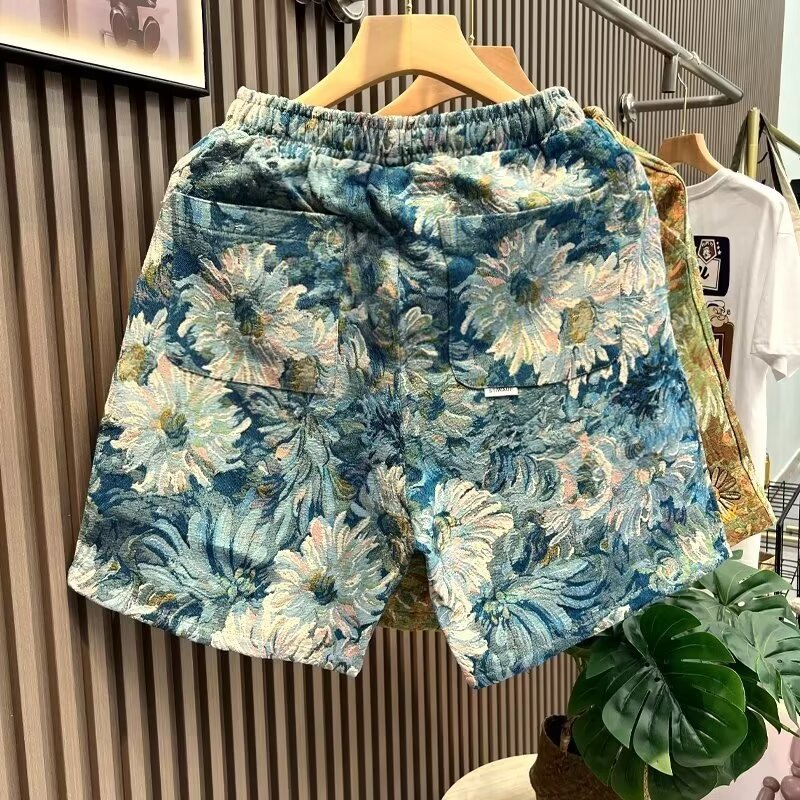 Cross-border American Retro Shorts Men's Summer Japanese Style Trendy Brand Ins Beach Pants Casual Outer Wear Wide Leg Sports Five Points