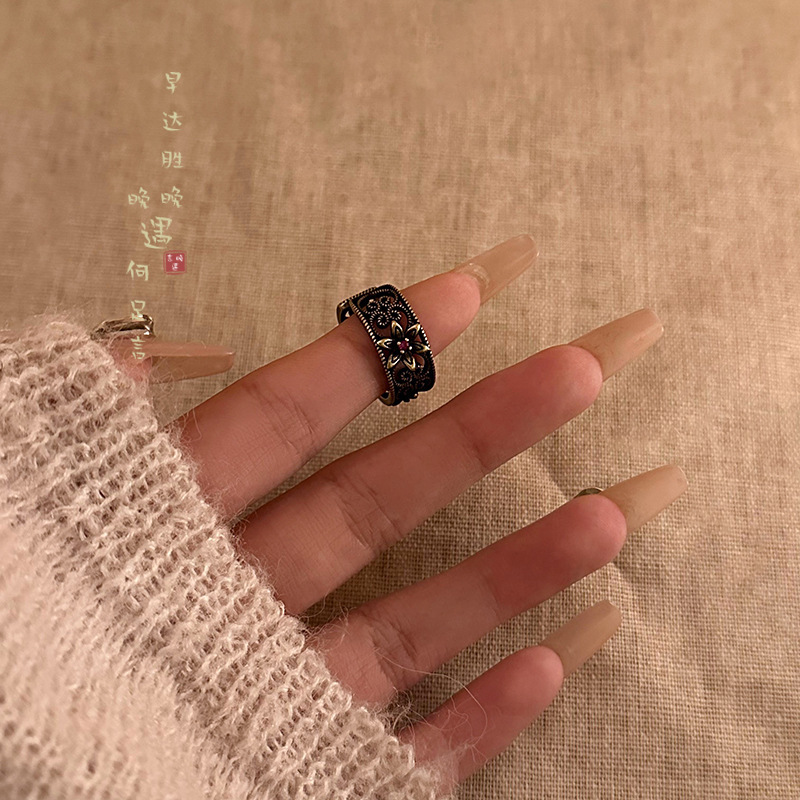 中古ヴィンテージリング女性用オープン調節可能な人差し指リングニッチデザインレトロエスニックスタイルヴィンテージリング|undefined