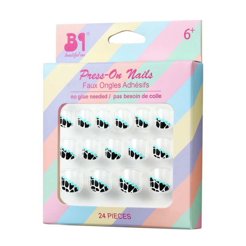 Classic Leopard Colorful Glitter Abs Acrylic False Nails 2025 Children's False Nails Factory