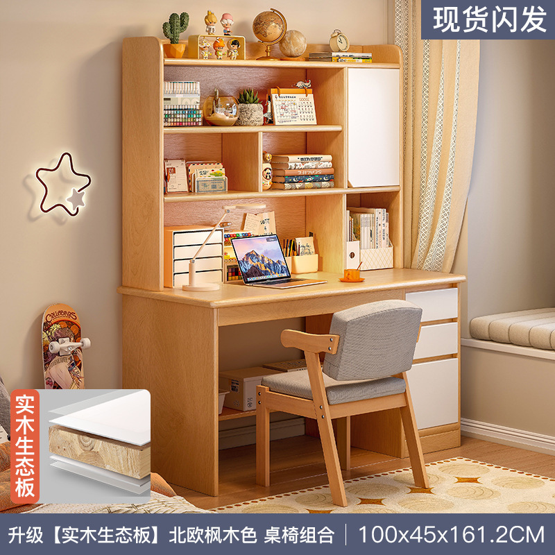 Escritorio de madera para niños, escritorio de estudio en el hogar para estudiantes, escritorio de escritura para estudiantes de secundaria y preparatoria, escritorio para computadora para dormitorio, estantería