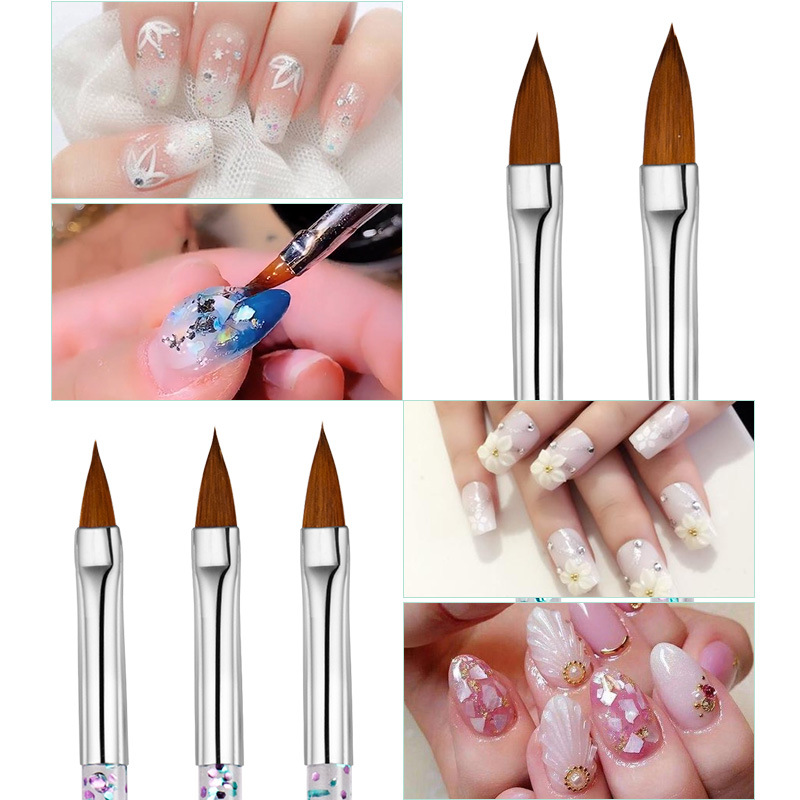 美甲笔5支装水晶笔透明杆雕花彩绘美甲笔套装水晶甲延长美甲工具