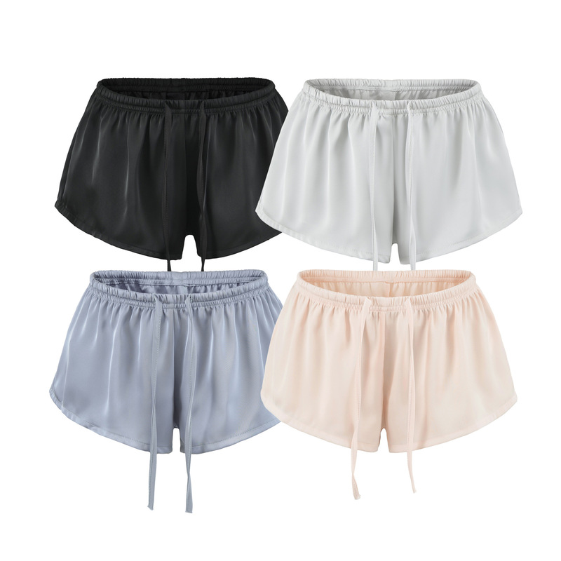 Satin Smooth Shorts for Women, New Summer Style, Hot Girl Thin Sports Shorts, Elastic Drawstring Low-Waist Hot Pants