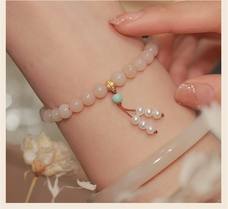 Rosa Armband Jade Luxus Edelsteine Jadeit Schmuck Für Frauen Elastische Seil Natürliche Strang Hand Schmuck Geschenk Frauen Großhandel – Detail 6