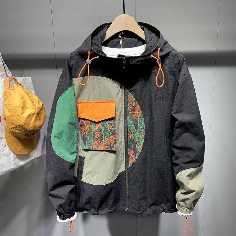 Diseñador de moda costura chaqueta los hombres 2023 otoño nuevo estilo coreano personalidad suelta con capucha moda abrigo