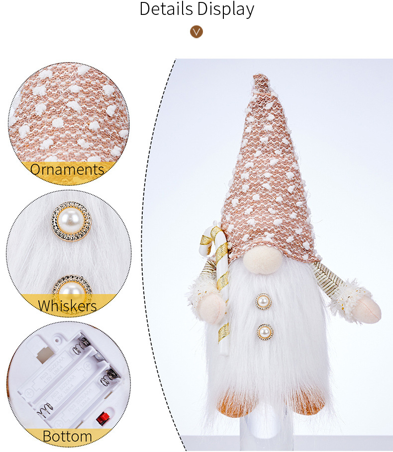 Cute Long Beard Plush Bonnet Crutch Rudolf Doll Christmas Decorations display picture 2