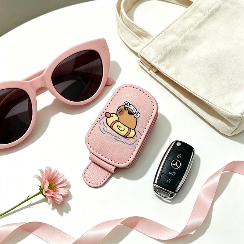 Cross-border best-selling sunglasses holder, creative car sun visor storage, pink swimming car glasses clip
