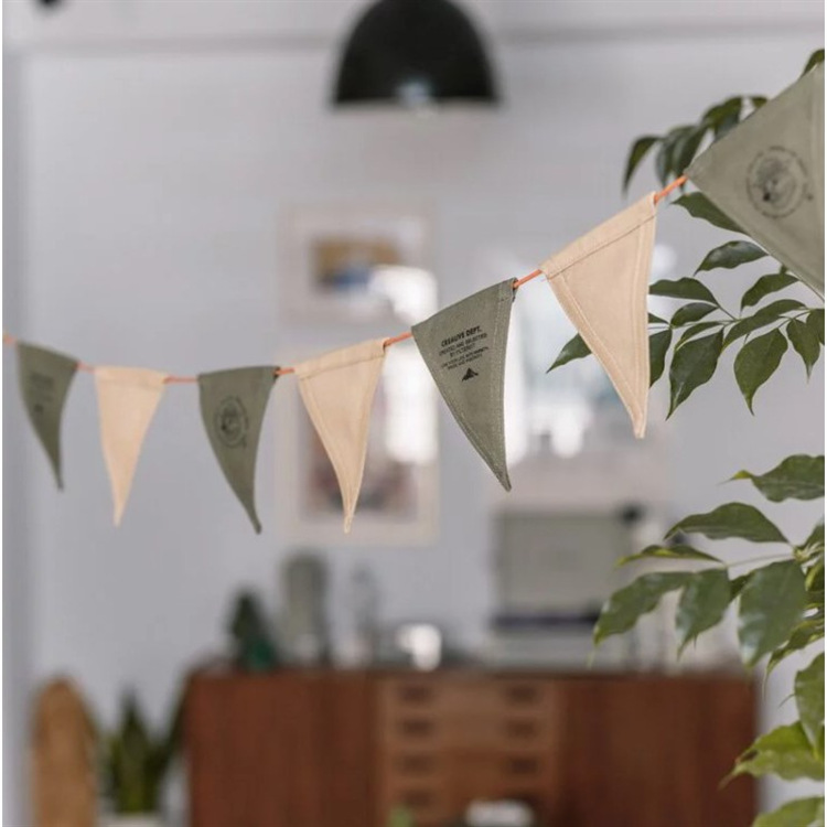 Outdoor Camping Canvas Triangular Bunting Camping Tent Atmosphere Decoration Hanging Flag Camp Flag3mila Flag