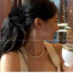 サテンフラワーバッドヘアバンドインスタイル韓国メイラードカラーレトロ2025新作人気ヘアロープヘッドバンド