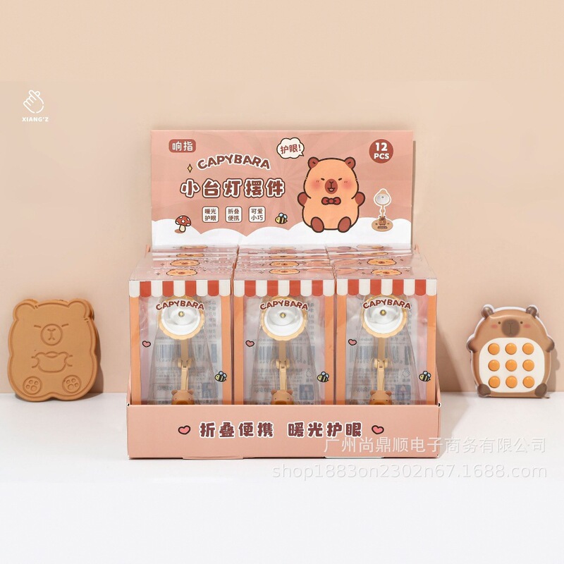 New Capibala Scene Small Table Lamp Creative Cartoon Buddha Capybara Shape Portable Romantic Atmosphere Night Light