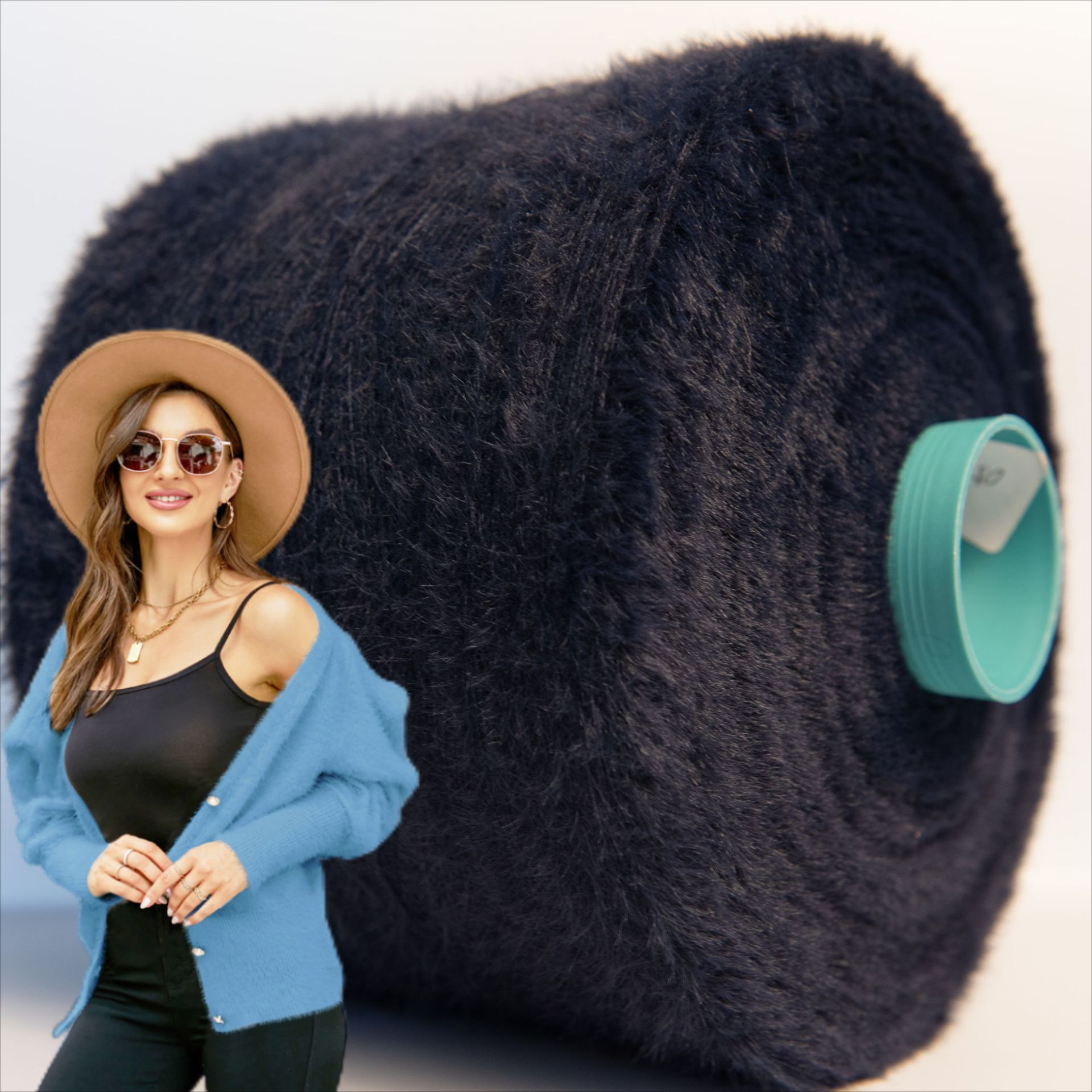 厂家现货0.7公分仿貂花式纱特种纱锦纶羽毛纱尼龙冬装毛衣不掉毛