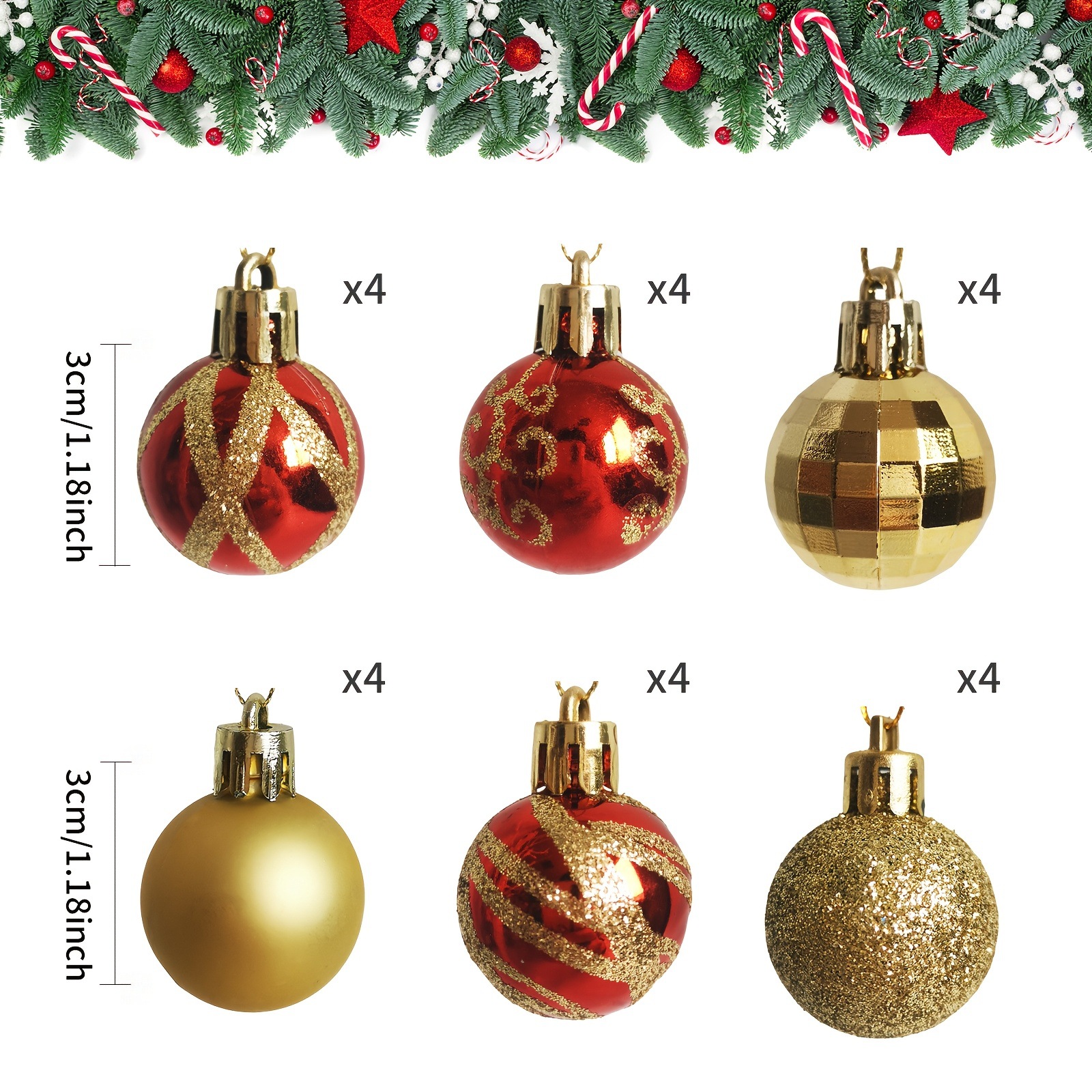 Navidad spot 3cm24 mini bolas de plástico chapeado bola pintada bola de Navidad colgante bola decorativa