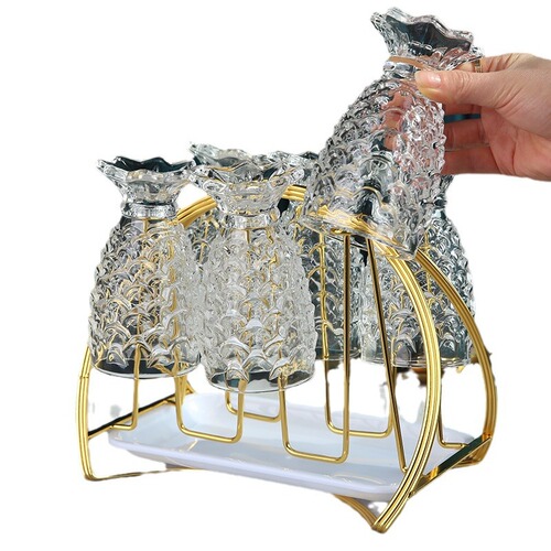 Light luxury metal cup rack storage rack glass cup household water cup holder cup storage wine glass rack upside down drain rack