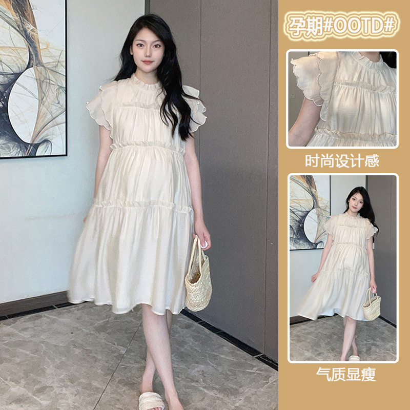 Xue Meifu Pregnant Women's Skirt Summer Fashion Temperament Sweet Wood Ear Loosey Mother Dress