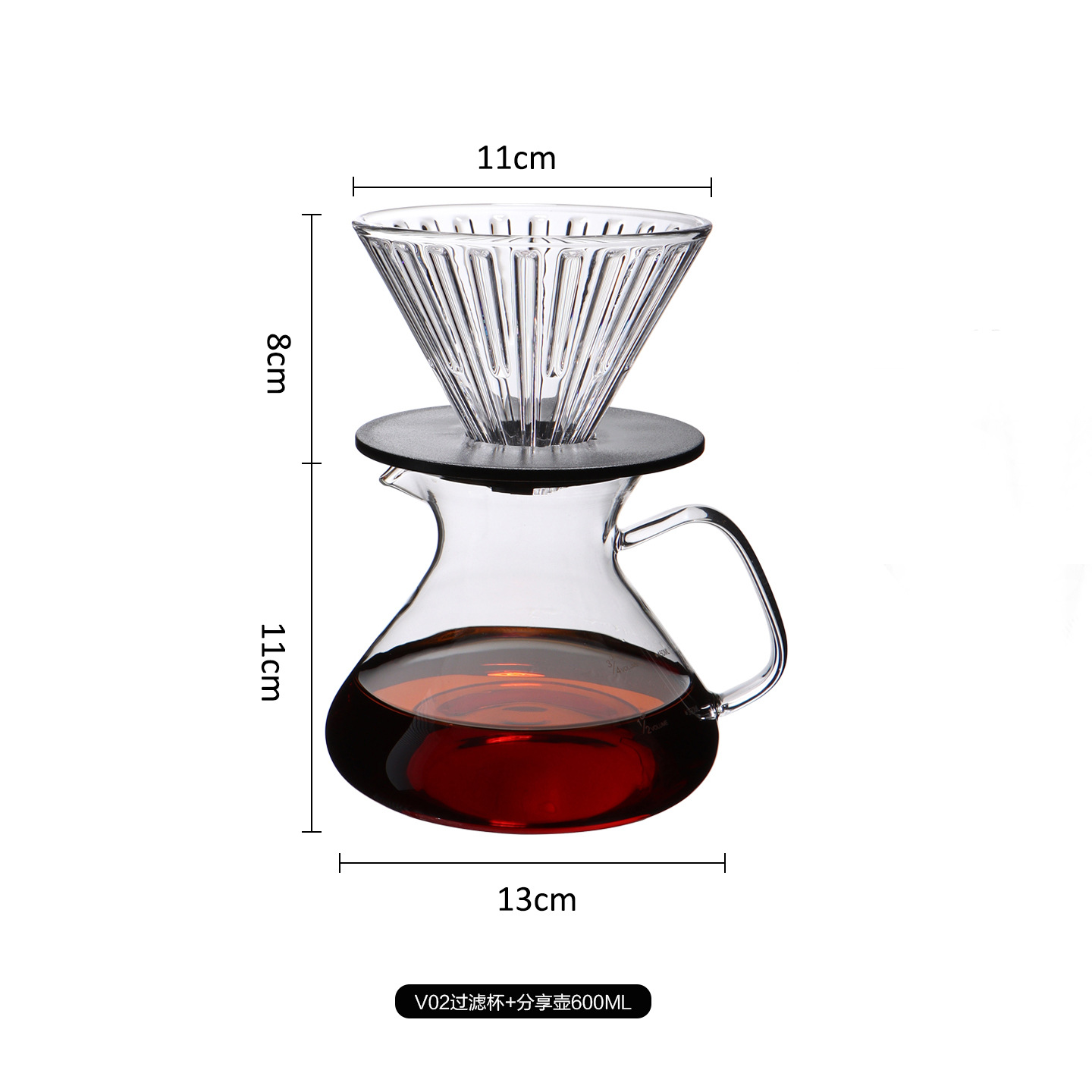 Manual para compartir cafetera de café S cintura creativa cafetera de vidrio para compartir el conjunto de cafetera V60 conjunto de tazas de filtro de café