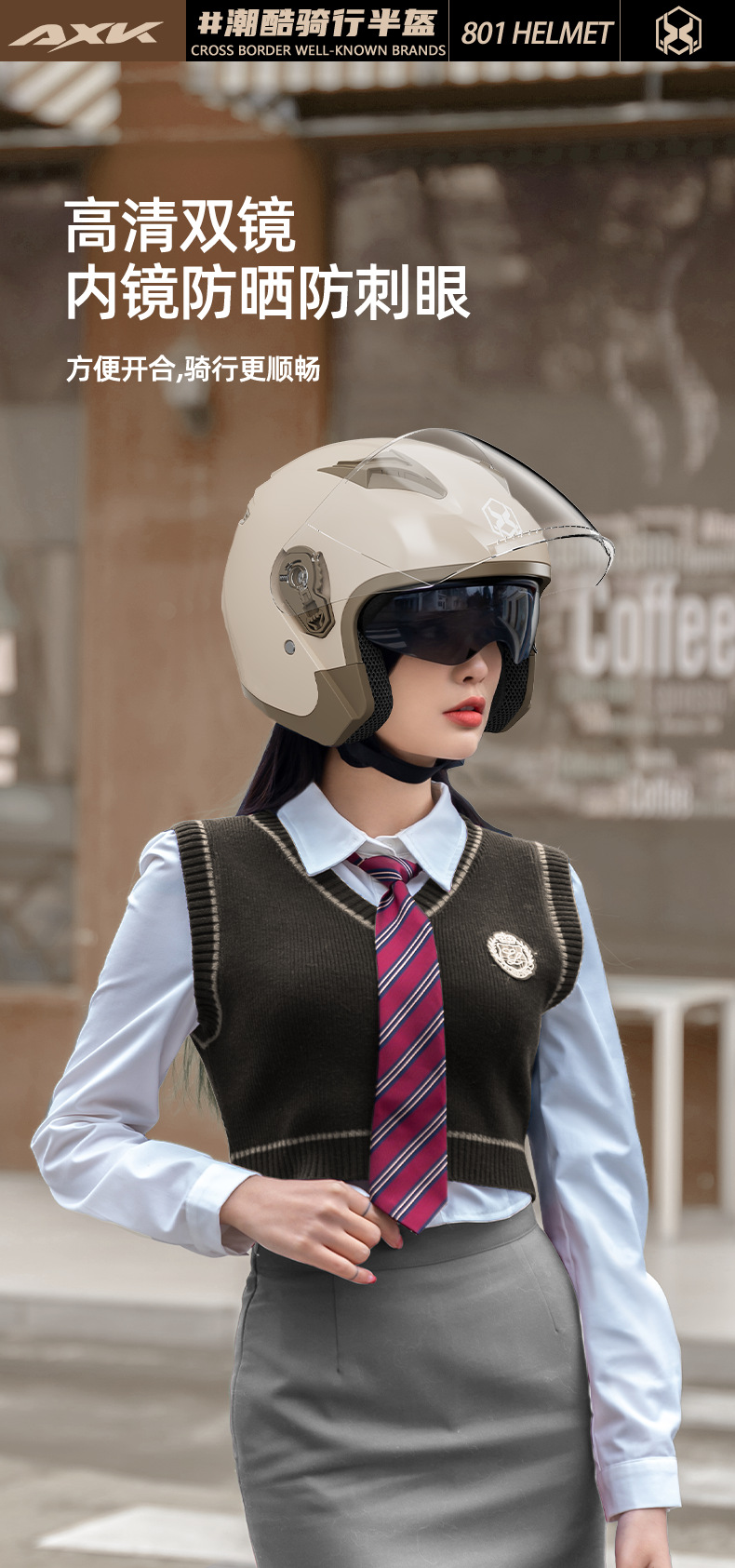 Foreign Trade Specializes in Motorcycle Helmets for Men, Winter Warm Half-Helmets for Electric Bikes, Women's All-Season Sun Protection Safety Helmets
