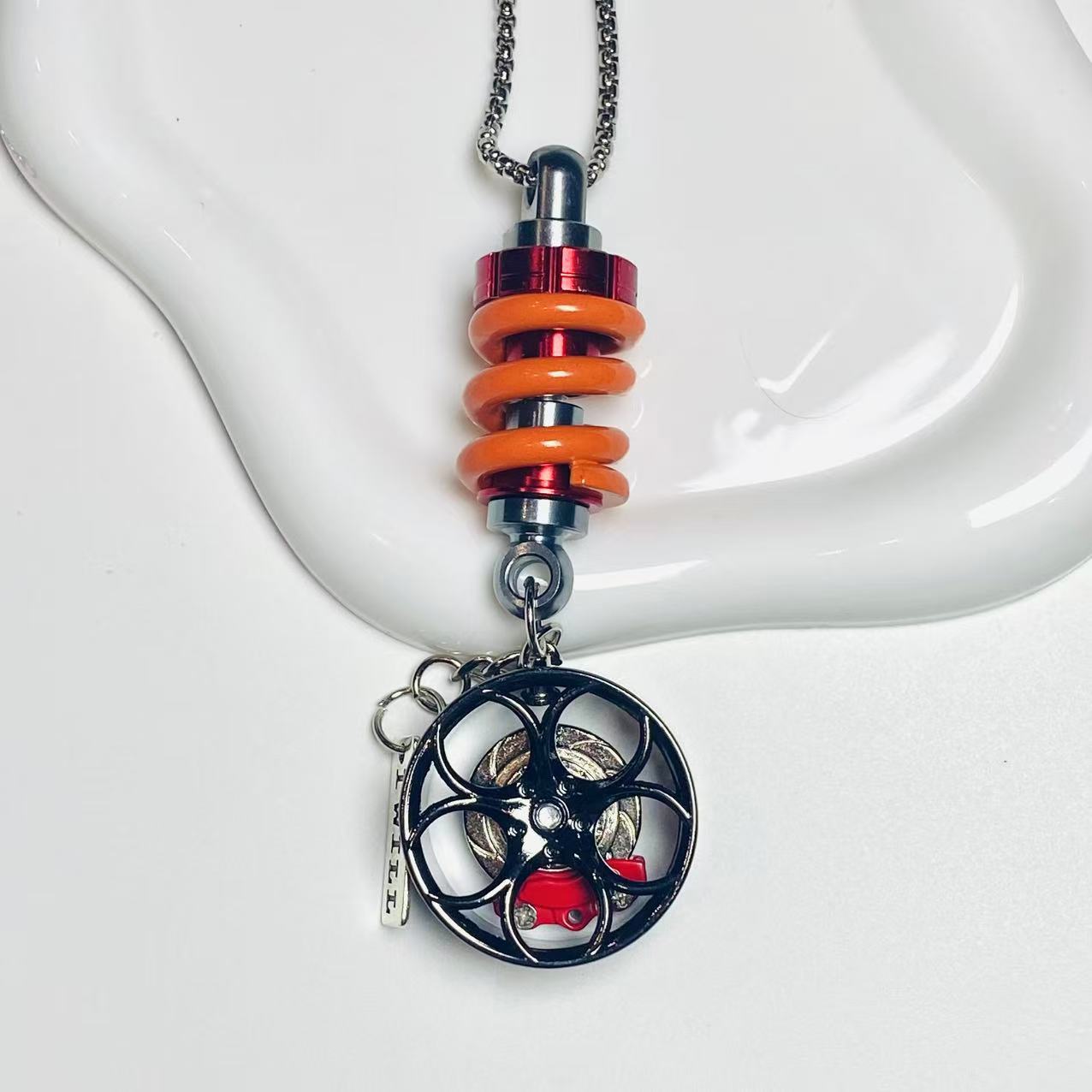 Cross-Border New Car Pendants, Car Interior Accessories, Trendy Metal Modified Wheels, Car Pendants, Rearview Mirror Pendants