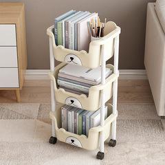 Tray Cart Storage Shelf with Ins Style, Floor Snack Mobile for Dorm Room, Kitchen Toys, Bedroom Living Room Storage Rack