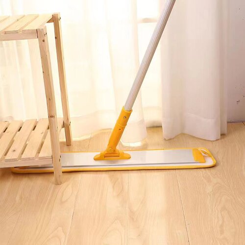 Hand-washable aluminum flat mop rotating household hook-and-loop replacement cloth wet and dry flat mop