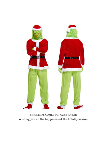 Santa Claus costume for couples (male and female) - Green Monster Mr. Green performance Christmas dress for Christmas