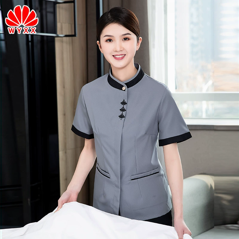 Уборка летней рабочей одежды женская с длинным рукавом тетя собственность дышащая Отель Гостиничный номер уборщик одежды с коротким рукавом