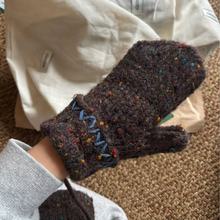 韩单复古糖豆甜美百搭连指挂脖绳手套圣诞氛围感毛线针织保暖手套