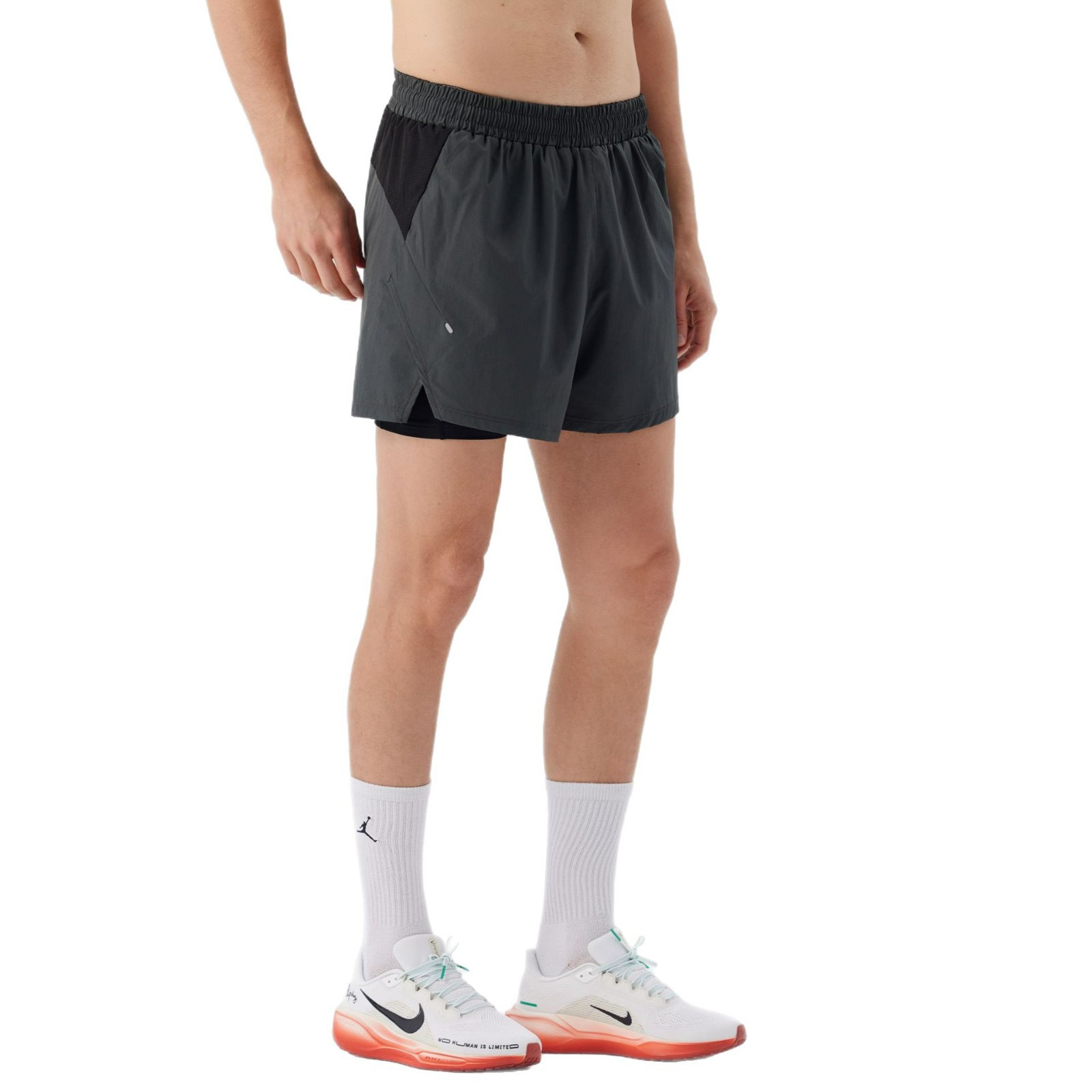 Pantalones cortos de correr para hombres de maratón rápido y seco pista y campo de tres puntos para revestimiento de pantalones de doble capa deportivo fitness puede poner el teléfono móvil