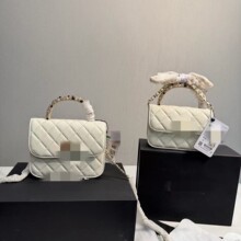 高版24C新款treedy菱格双C链条手提真皮女包单肩斜挎包风琴包