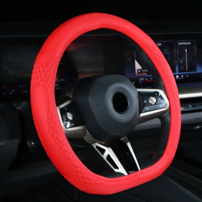 Embossed Protective Cover Anti-Slip Cross-Border – Steering wheel cover - d-type-f028-red-38cm