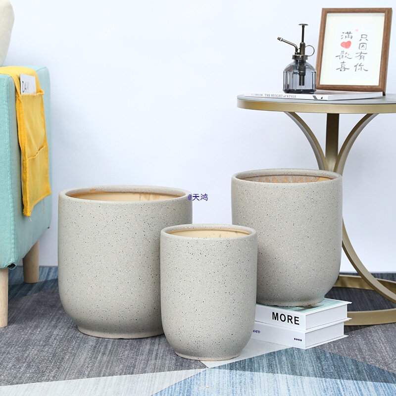 Large Ceramic Flower Pot Nordic Style for Living Room Home Use, Green Plant, Money Tree, Areca Palm, Lily, Bamboo