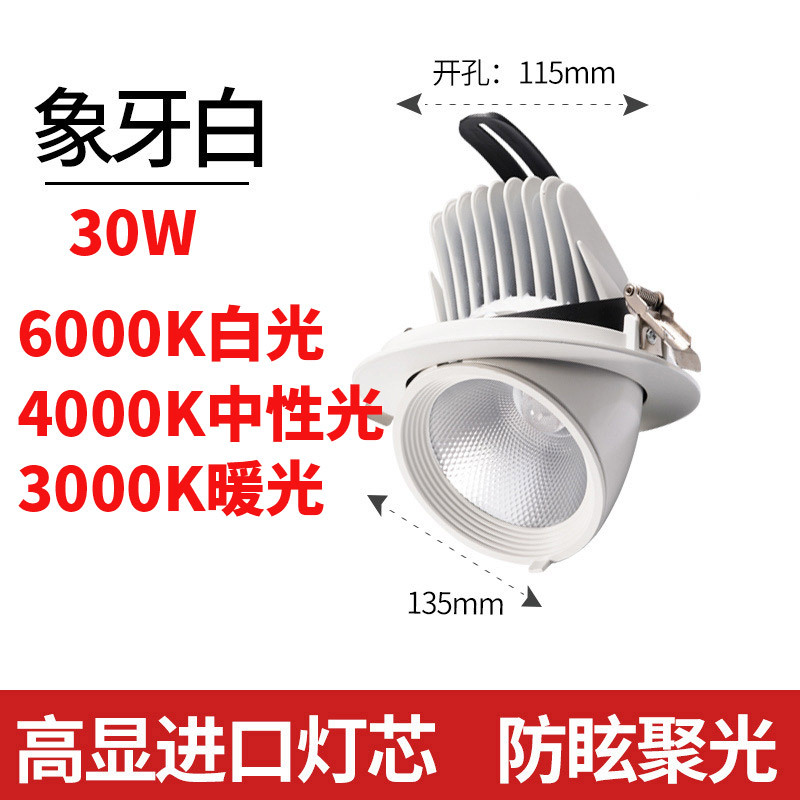 Lámpara de trompa de elef COB lanterna LED lava pared incrustada tienda de ropa comercial ángulo ajustable anti-deslumbrante luz de techo