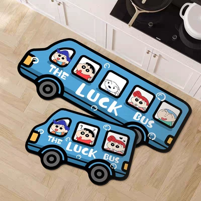 Special Cartoon Long Foot Mat | Avtomobil döşəmə paspasları - bubble-xiaoxin-bus-car-diatom-mud-special-shape-4060cm