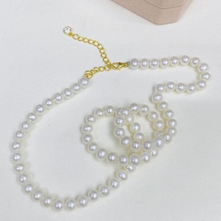DIY Pearl Accessories S925 Silver Single-Breasted Fashionable Sweater Chain Necklace Handmade Beaded Buckle