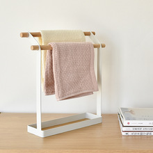 台式桌面立式双层杆毛巾架浴室卫生间厨房可移动免打孔安装毛巾挂
