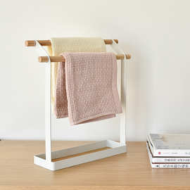 台式桌面立式双层杆毛巾架浴室卫生间厨房可移动免打孔安装毛巾挂