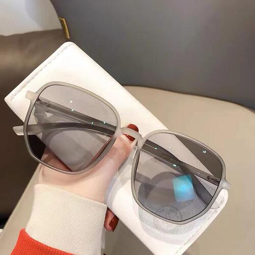 Photochromic anti-blue light glasses flat mirror simple glasses frame square frame glasses frame finished jelly color myopia glasses