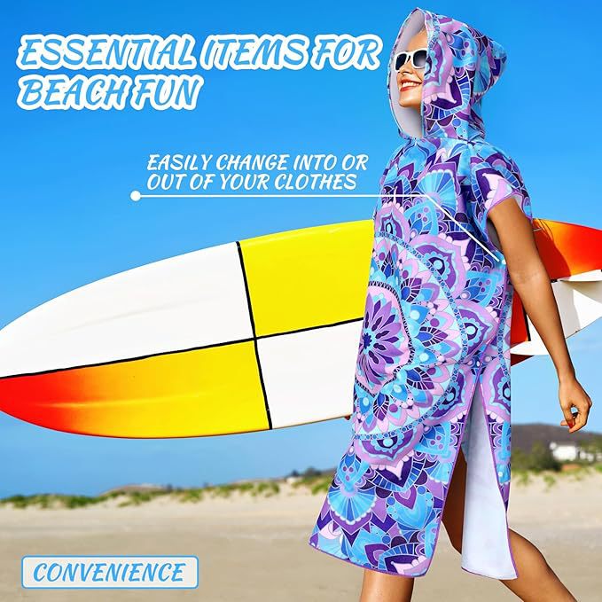 Beach Hooded Poncho Microfiber Printed Beach Beach Vacation Absorbent Quick-drying Bath Towel Summer Poncho