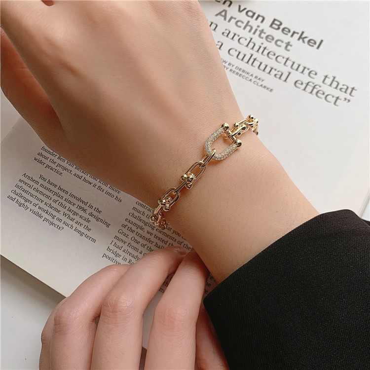 17g Weight Artificial Gemstones Inlay Material Geometric Artificial Gemstones Alloy Chain & Link Bracelets Wholesale