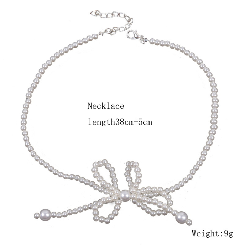 Koreanische Süße Perlenschleife Halskette display picture 2