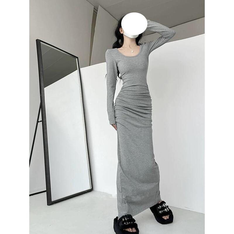Slim Dress for Women Spring New Casual Tall Modal Extra Long Floor-Length Dress to Ankle