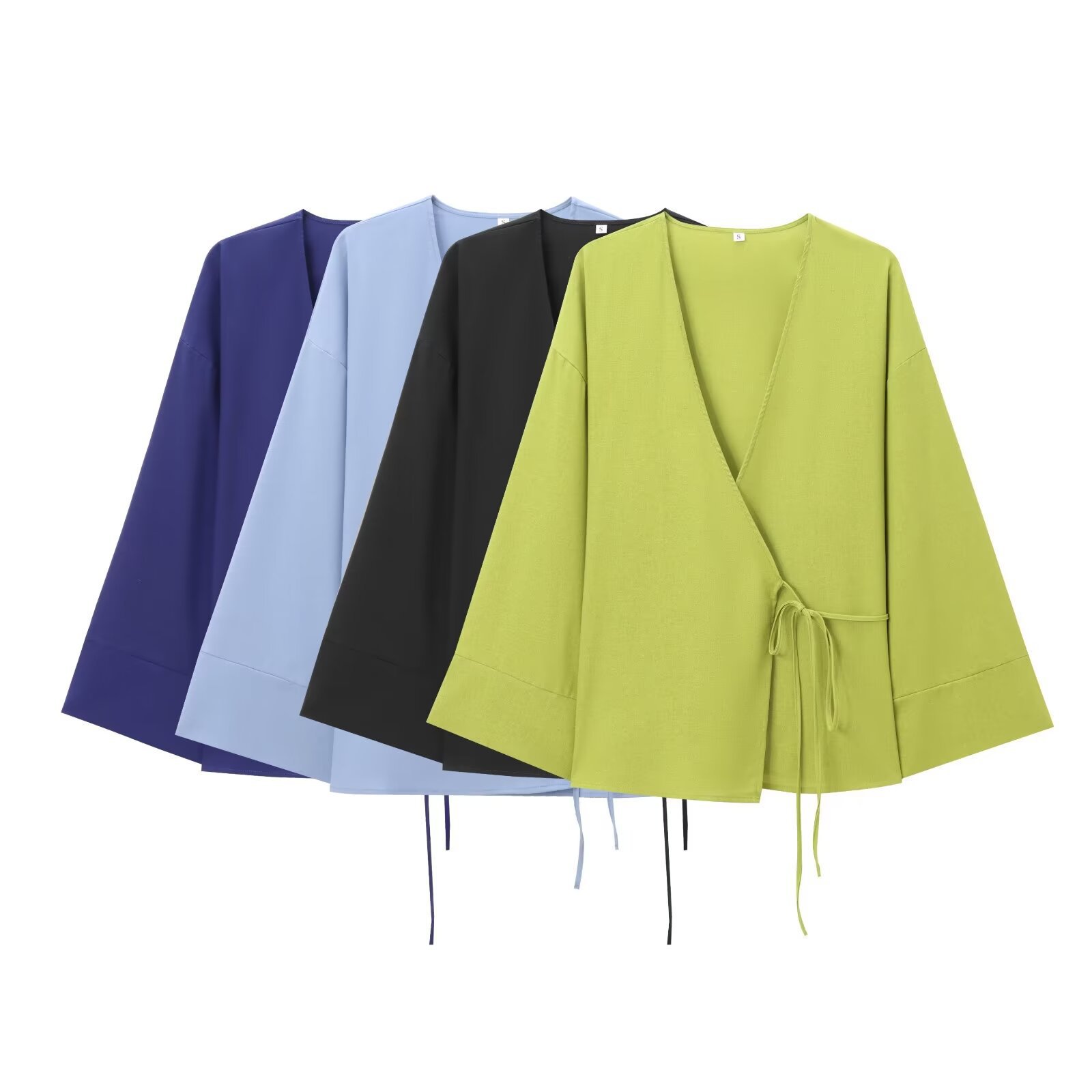 Women's clothing 2024 summer new textured double breasted kimono style outerwear pants set_voghion.com