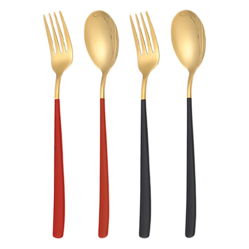 304 cuchara de acero inoxidable tenedor creativo coreano postre cuchara tenedor mango largo mezcla cuchara sopa cuchara filete tenedor imprimible logo