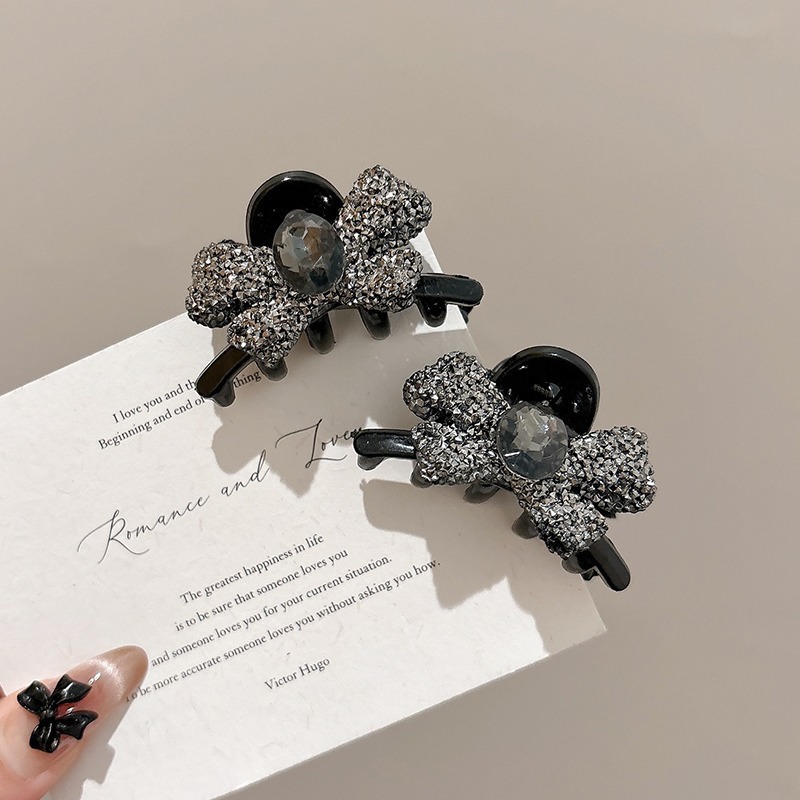 Clips de agarre de arco negro pequeño para mujeres frente retro clips de bangs 2025 nuevo clips de cabello princesa accesorios para el cabello