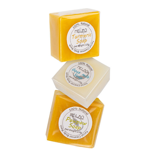 Cross-border Turmeric Papaya Cleansing Soap Goat Milk Handmade Soap 110g Deep Cleansing Moisturizing Soap Bath Goat Milk Soap
