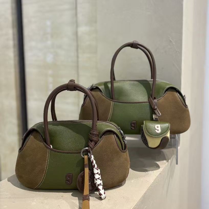 KUNOGIGI Small Baseball Boston Bag Matte Leather Handbag Women's Crossbody Bag New Arrival - Thumbnail 3