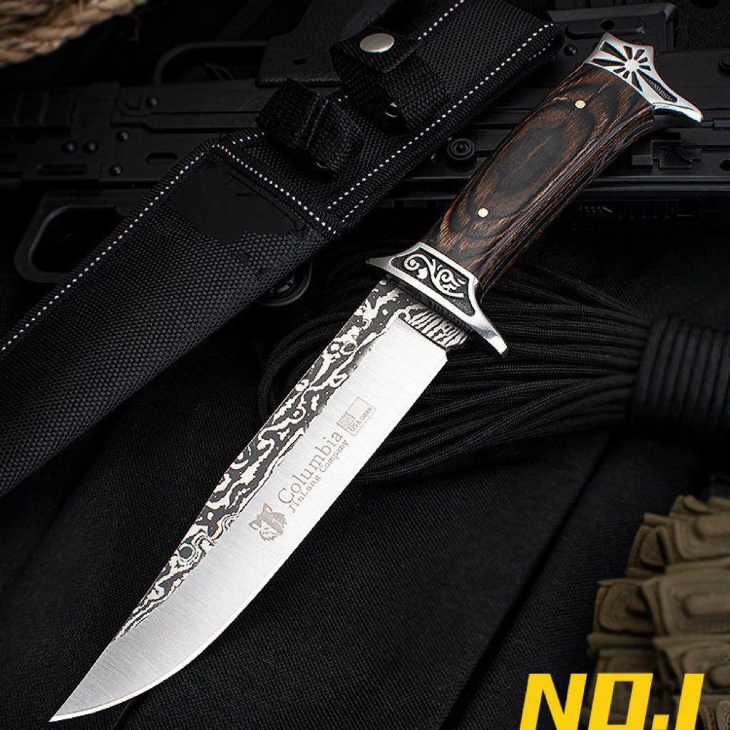 Outdoor tactical high-hardness straight knife camping wilderness survival self-defense multi-functional knife sharp fruit cutting meat knife