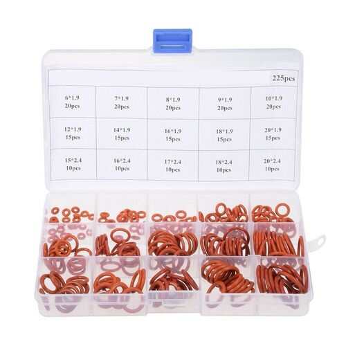 Cross-border supply 225pcs repair box O-ring seal red silicone standard parts rubber seal