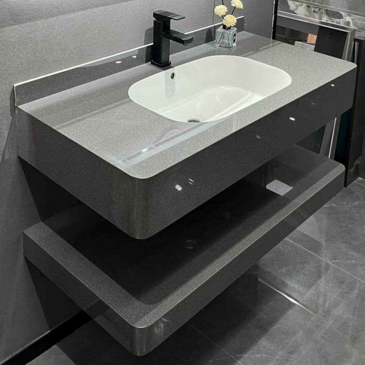 Todo el cuerpo de la placa de roca arco sin costura lavabo lavabo gabinete de baño hotel ingeniería de decoración del hogar redondeado diseño de esquina residencial