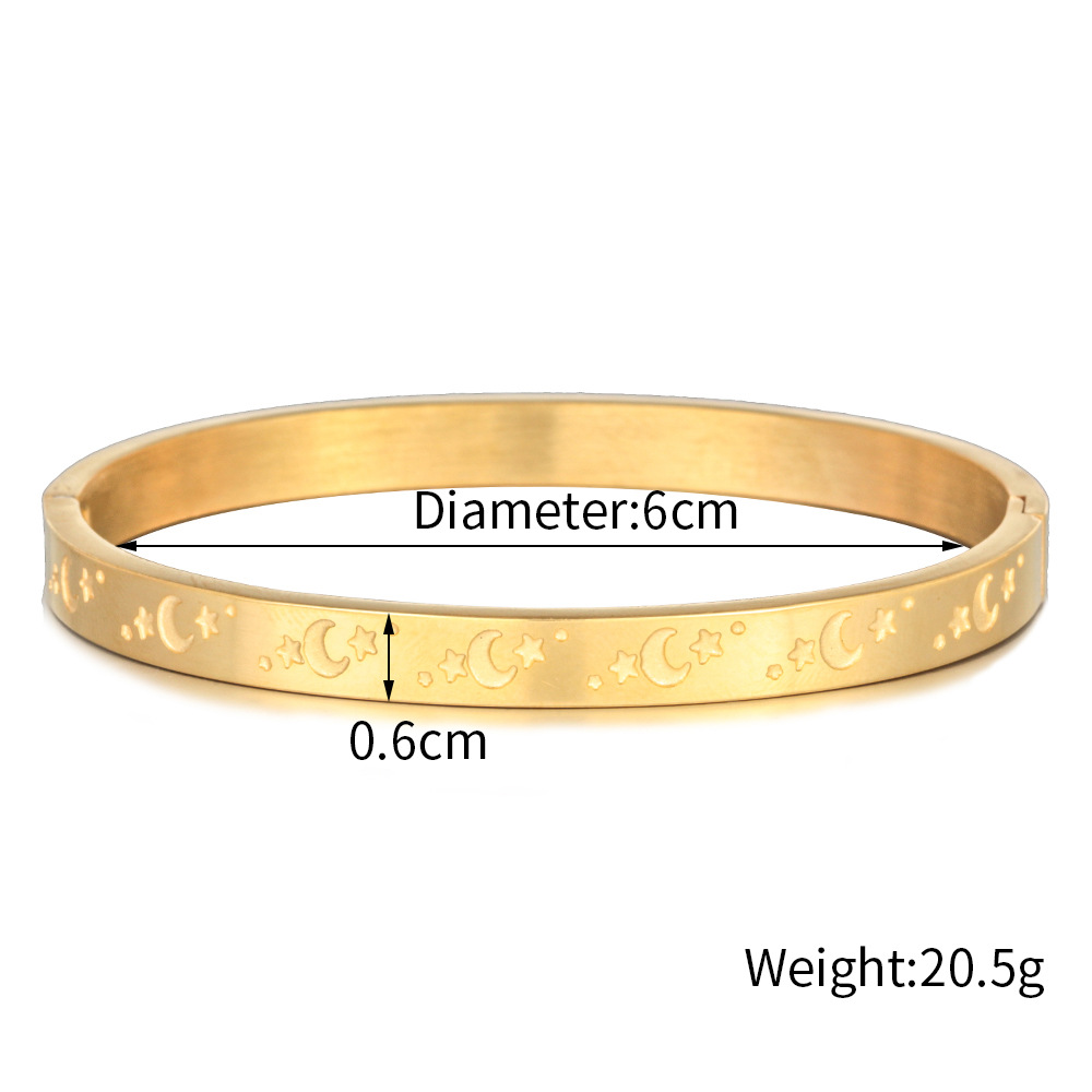Simple Style Star Moon Titanium Steel Bangle Plating Stainless Steel Bracelets